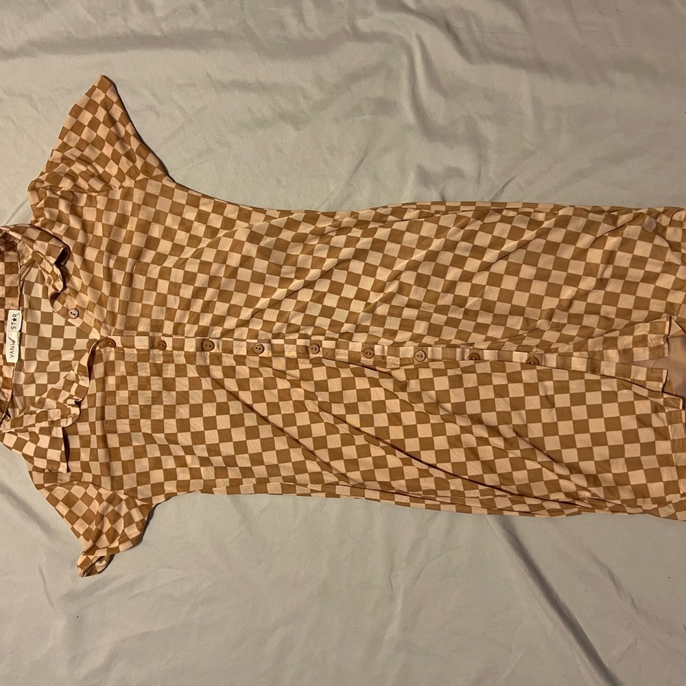 Checkered Button-Up Dress